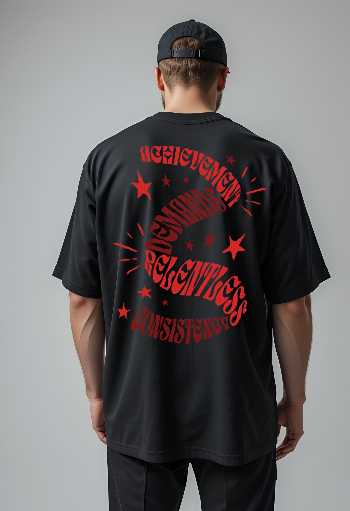 Achievement Demands Oversized Black T-Shirt - Stylish Streetwear for Success