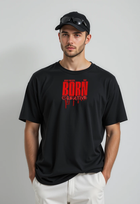 Born Creative Oversized Black T-Shirt – Bold Streetwear for Creatives