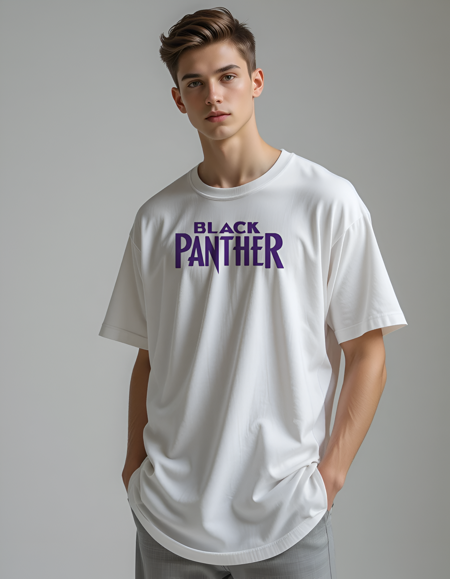 Black Panther Oversized White T-Shirt – Premium Marvel Streetwear