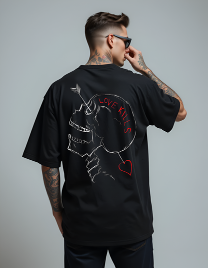 LOVE KILLS -  Men's Black Oversized T-Shirt