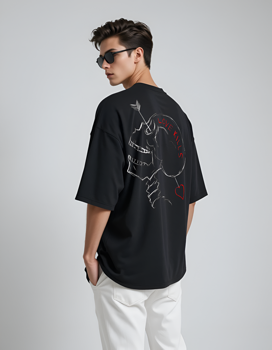LOVE KILLS -  Men's Black Oversized T-Shirt